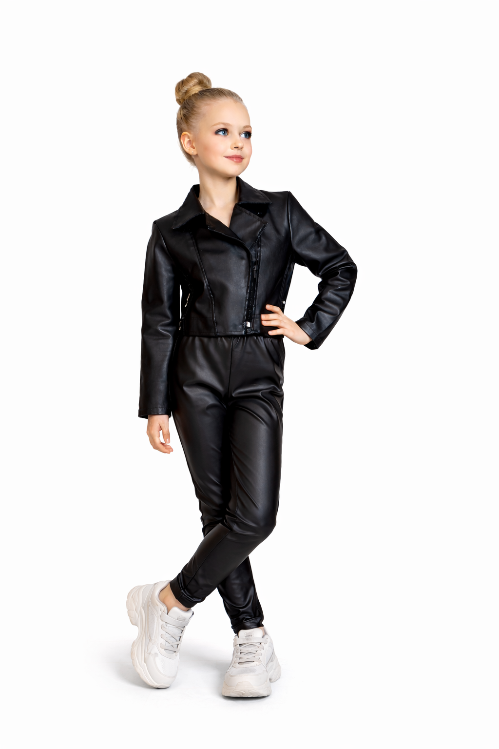 GIACCA MODELLO CHIODO IN ECOPELLE NERO